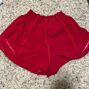 Red Lululemon Hotty hot shorts